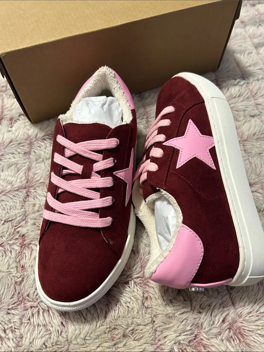 Steve Madden Burgundy Suede Sneakers with stars